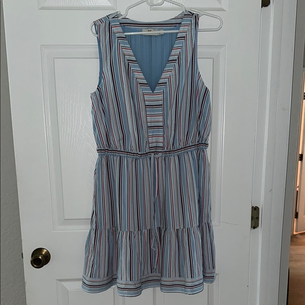 Vineyard Vines Blue and White Ruffled Tiered Sundress